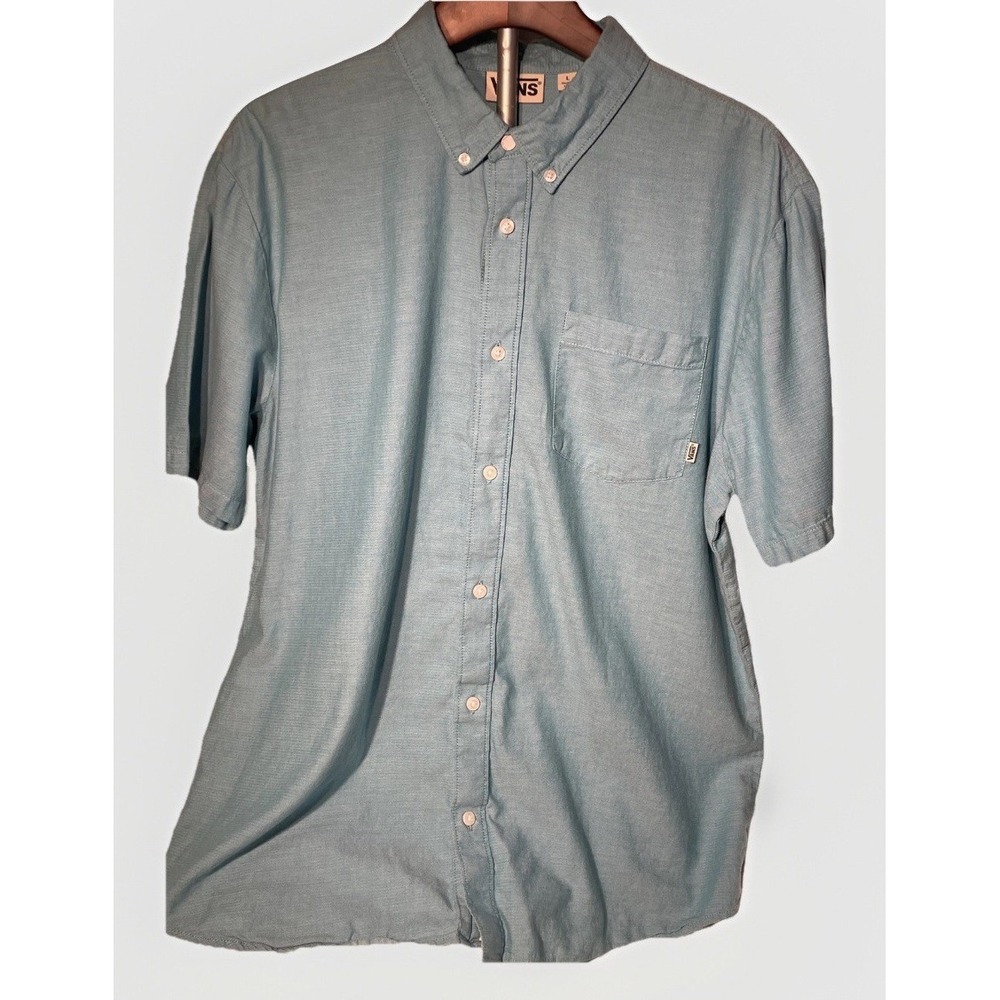 Vans Off The Wall Button Down Shirt Men's Large Skater Teal Green